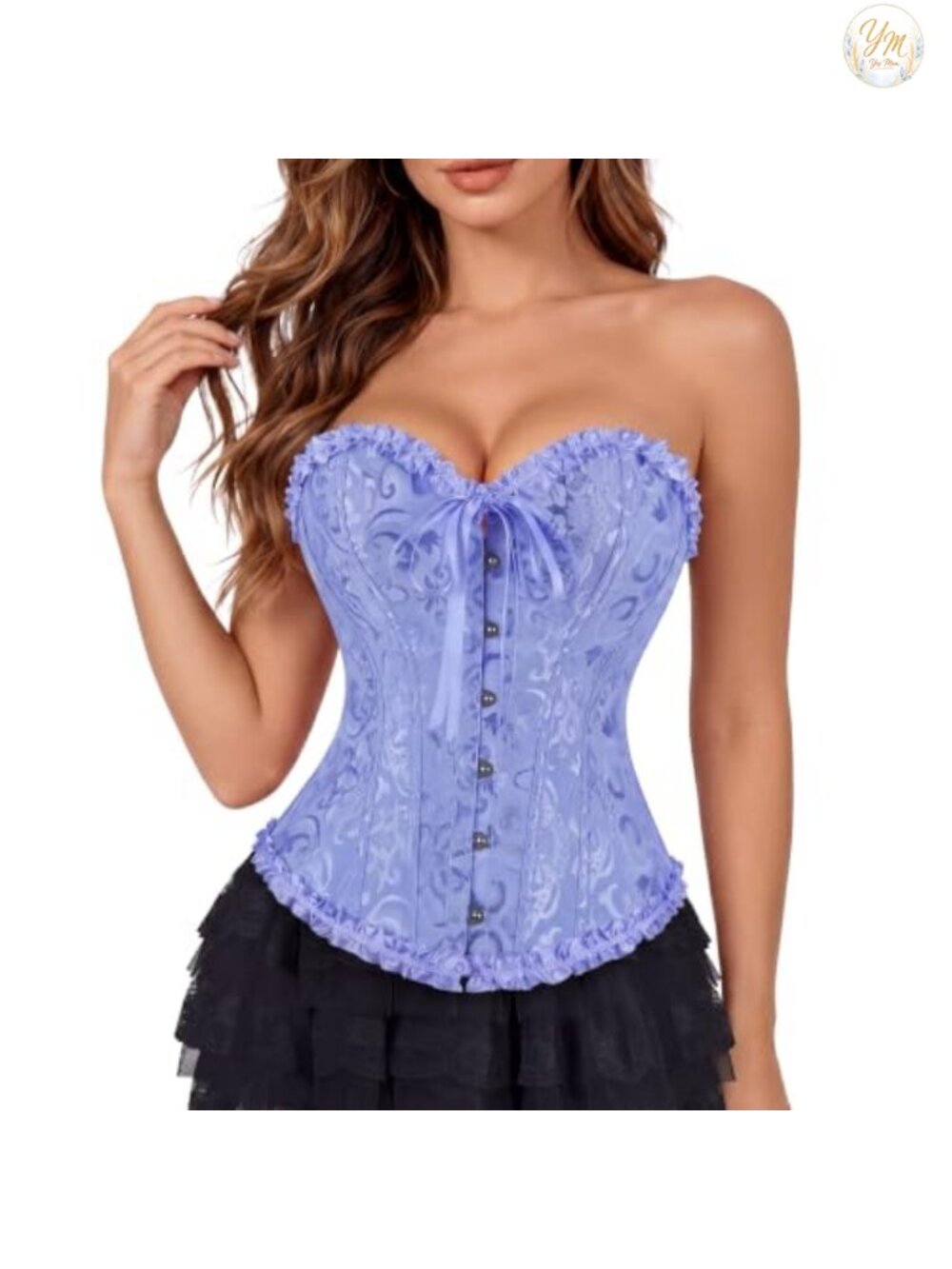 Victorian Overbust Corset Top Brocade Lace-Up Bustier